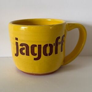 “Jaggoff” Handmade Pottery Mug Pittsburgh Slang Coffee Cup 10 oz Yellow